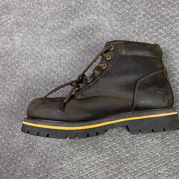 Columbia Hard Rock Mid Leather Boots Men's 9 Brown Hiking Work Lace Up Chunky - Picture 9 of 16